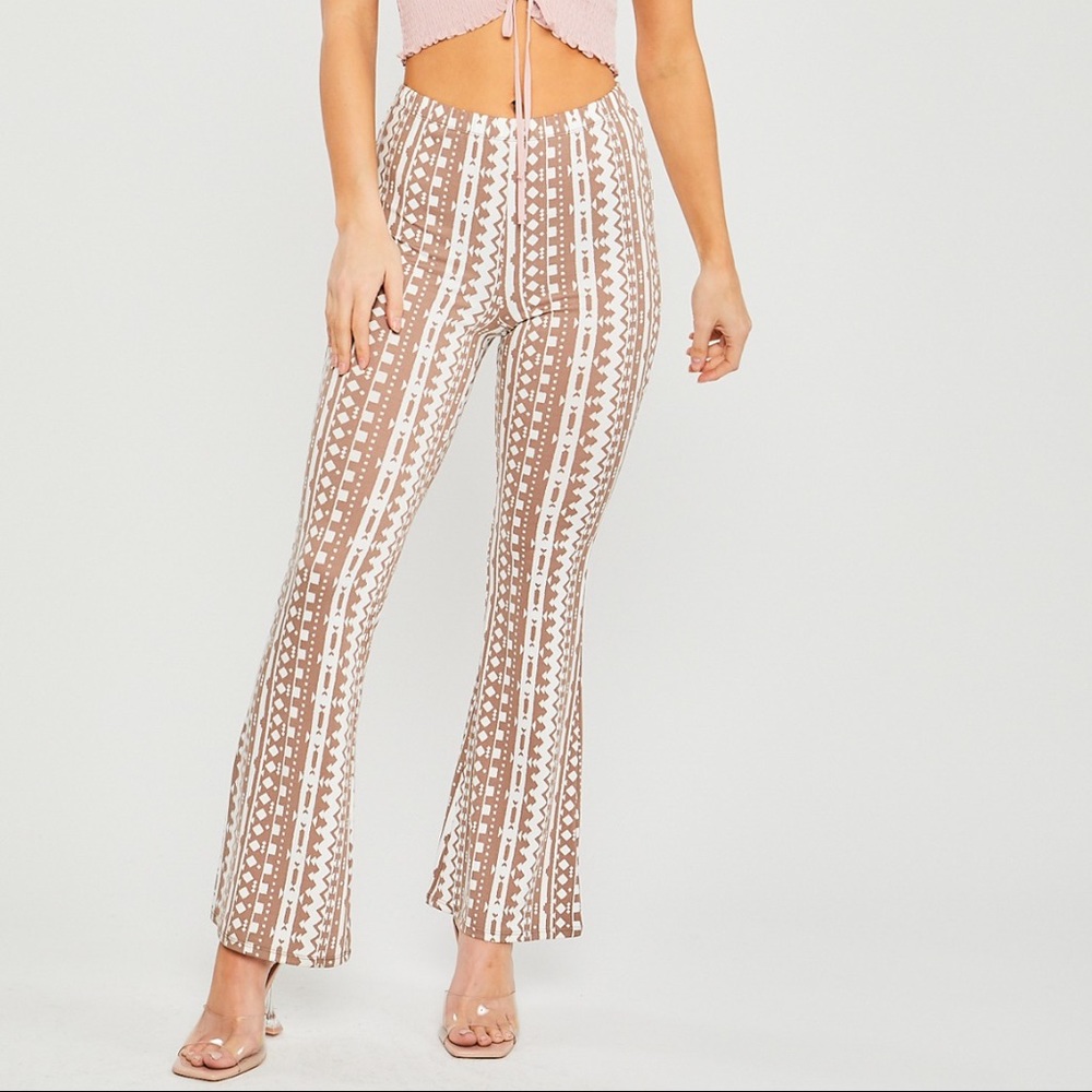 Trendy pattern flare pants